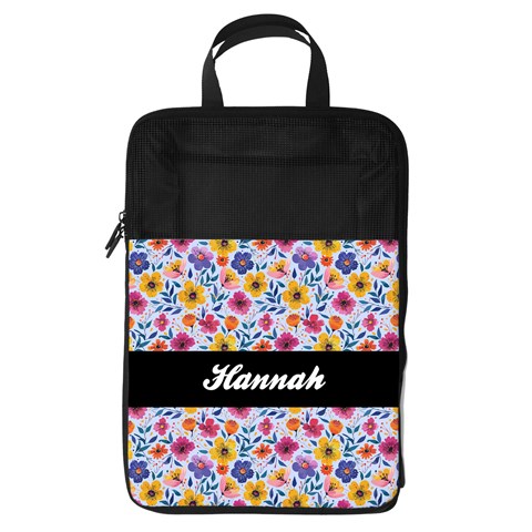 Personalized Name Any Text Floral Foldable Shoe Storage Bag By Joe Front