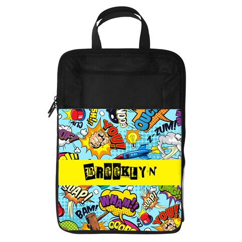 Personalized Name Any Text Comics Style Foldable Shoe Storage Bag By Joe Front