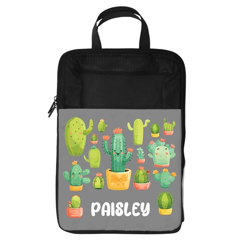 Personalized Name Any Text Cactus Foldable Shoe Storage Bag By Joe Front