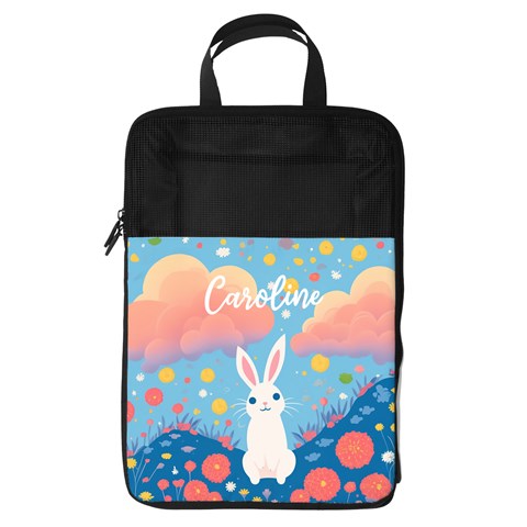 Personalized Name Any Text Rabbit Animal Foldable Shoe Storage Bag By Joe Front