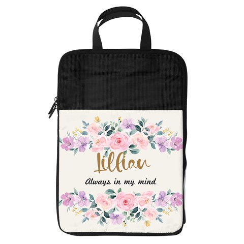 Personalized Floral Pattern Always In My Mind Name Foldable Shoe Storage Bag By Joe Front