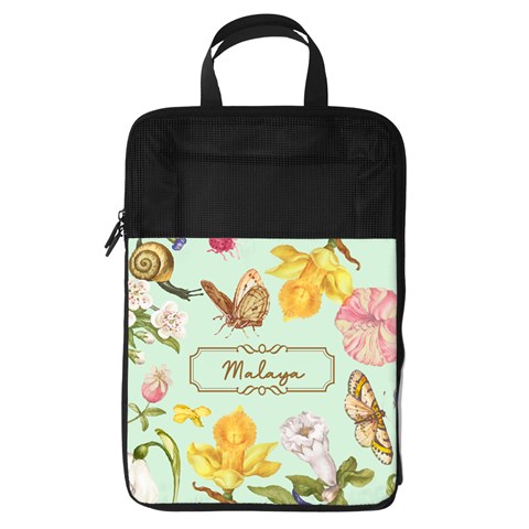 Personalized Floral Name Foldable Shoe Storage Bag By Joe Front