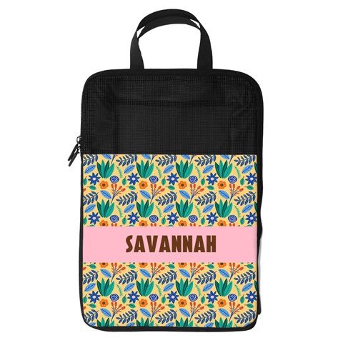 Personalized Name Any Text Floral Pattern Foldable Shoe Storage Bag By Joe Front