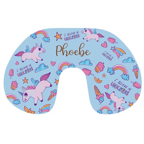 Personalized Name Any Text Unicorn Travel Neck Pillow By Joe Front