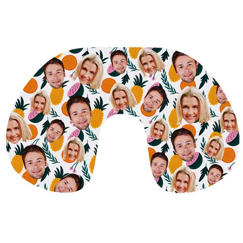 Personalized Couple Many Faces Pineapple Hawaii Travel Neck Pillow By Joe Front