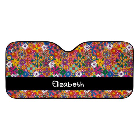 Personalized Name Any Text Colorful Flower Car Windshield Sunshade By Joe Front