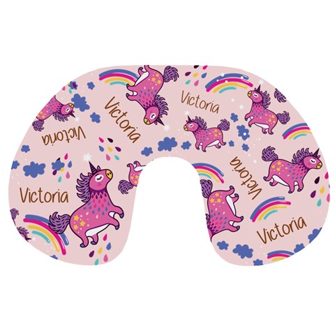 Personalized Name Any Text Unicorn Travel Neck Pillow By Joe Front