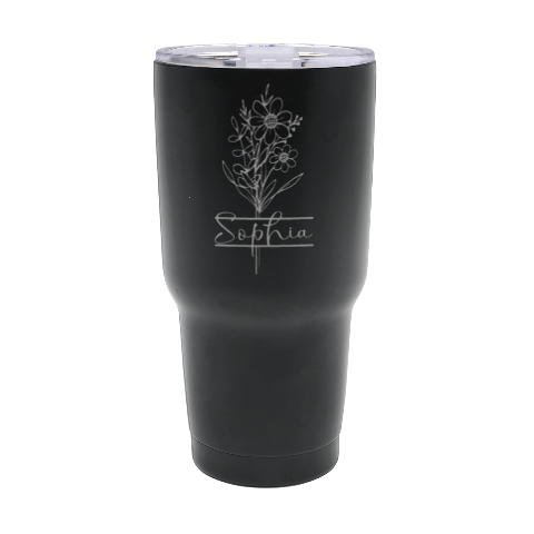 Personalized Name Any Text Flower 30oz Thermal Travel Tumbler By Joe Front