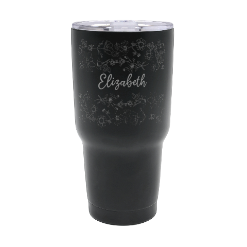 Personalized Name Any Text Flower 30oz Thermal Travel Tumbler By Joe Front