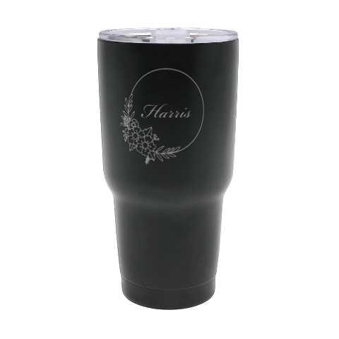 Personalized Name Any Text Flower Frame 30oz Thermal Travel Tumbler By Joe Front