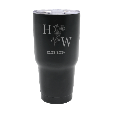 Personalized Initial Wedding Date 30oz Thermal Travel Tumbler By Joe Front