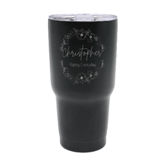 Personalized Name Any Text Flower Frame 30oz Thermal Travel Tumbler