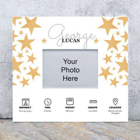 Personalized New Born Baby Star In White Wall Photo Frame By Joe Front