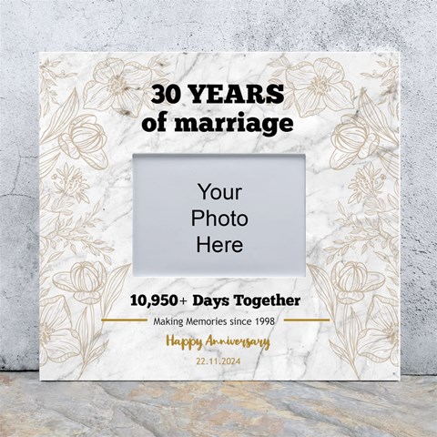 Personalized Wedding Anniversary Years Of Marriage Any Text In Marble Pattern Wall Photo Frame By Joe Front