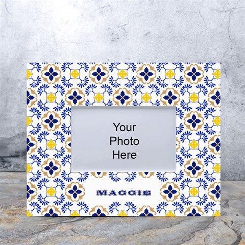 Personalized Traditional Tiles Pattern Any Text Name Tabletop Photo Frame By Joe Front