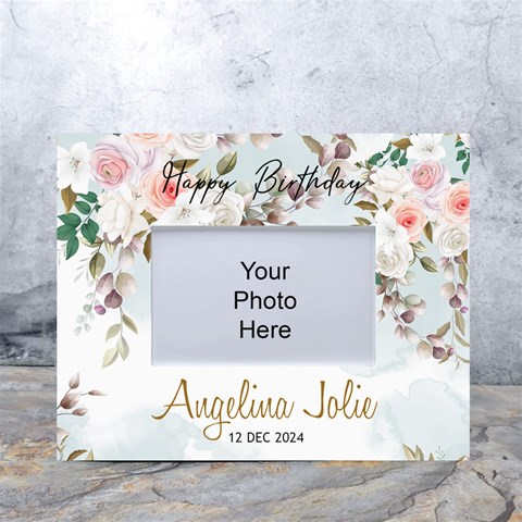 Personalized Photo Floral Baby Birthday Name Any Text Tabletop Photo Frame By Joe Front