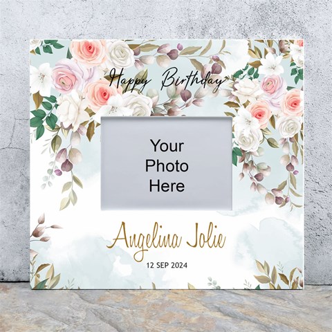 Personalized Photo Floral Baby Birthday Name Any Text Wall Photo Frame By Joe Front