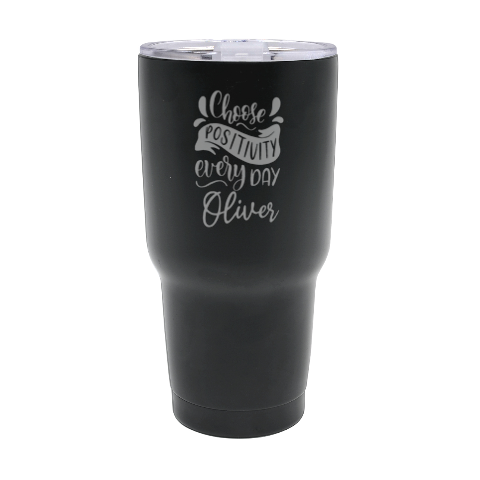 Personalized Name Any Text Good Vibes 30oz Thermal Travel Tumbler By Joe Front