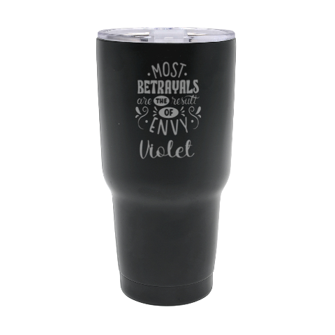 Personalized Name Any Text Good Vibes 30oz Thermal Travel Tumbler By Joe Front