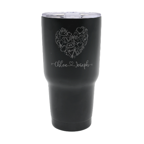 Personalized Couple Name Any Text Love Heart 30oz Thermal Travel Tumbler By Joe Front