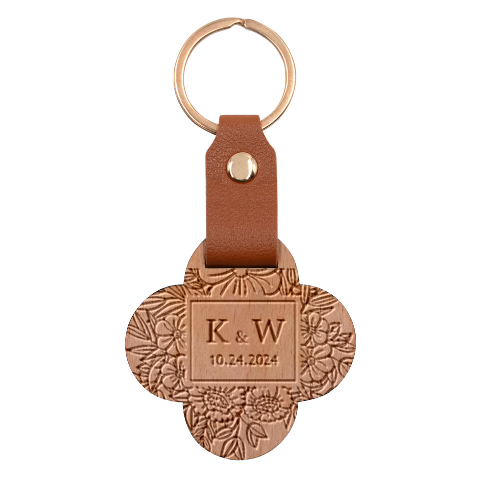 Personalized Wedding Initial Save The Date Engraved Wood Keychain By Joe Front