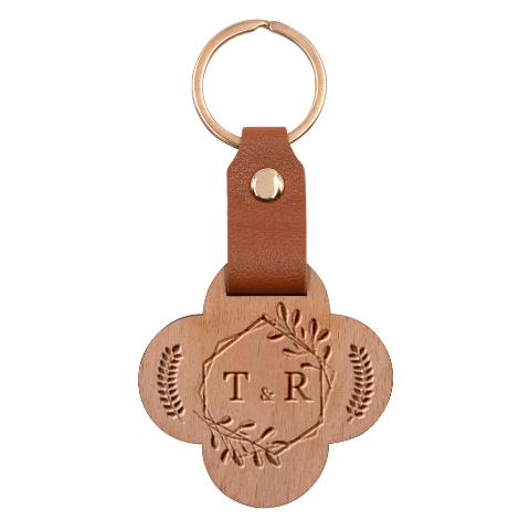 Personalized Wedding Initial Engraved Wood Keychain By Joe Front