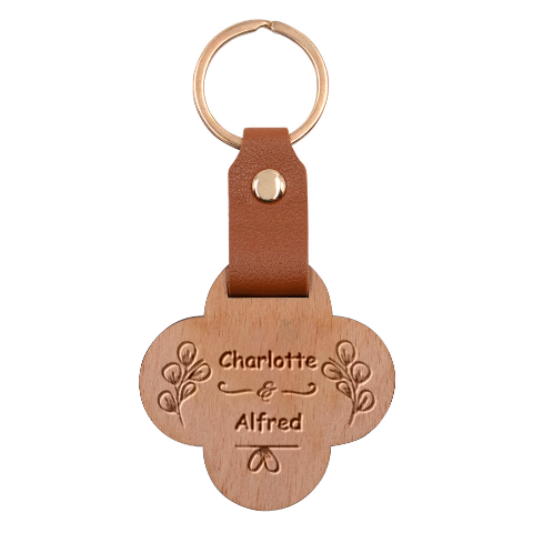 Personalized Wedding Couple Name Any Text Engraved Wood Keychain By Joe Front