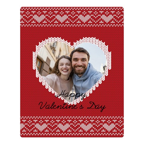 Personalized Photo Knitted Style Valentine s Day Two Sides Premium Plush Fleece Blanket By Katy 80 x60  Blanket Front