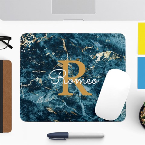 Personalized Initial Name Marble Large Mousepad By Joe Front