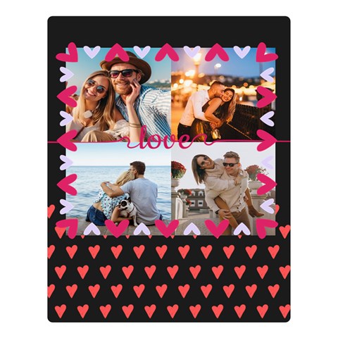 Personalized Any Text Photo Two Color Valentine s Day Two Sides Premium Plush Fleece Blanket By Katy 80 x60  Blanket Back