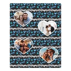 Personalized Photo Heart Frame Valentine s Day Two Sides Premium Plush Fleece Blanket