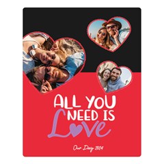 Personalized Photo Heart with Text Valentine s Day Two Sides Premium Plush Fleece Blanket (5 styles) - Two Sides Premium Plush Fleece Blanket (Large)