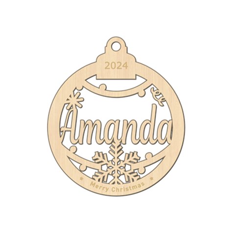 Personalized Big Name Snowflakes Xmas Bubble Wood Ornament By Oneson Front