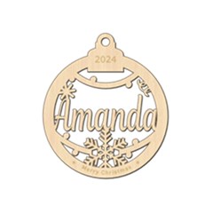 Personalized Big Name Snowflakes Xmas Bubble Wood Ornament