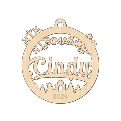 Personalized Snowflake Round Xmas Bubble Wood Ornament By Oneson Front