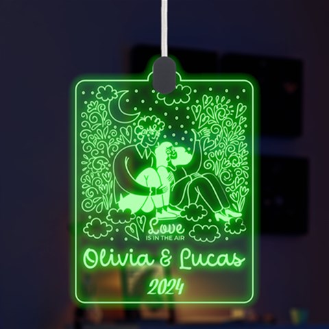 Personalized Couple Illustration Valentine Day Names Any Text Led Acrylic Ornament By Joe Front