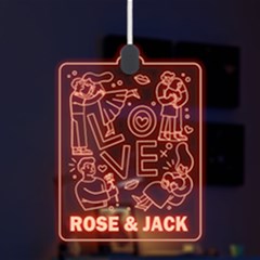 Personalized Couple Illustration Valentine Day Names Any Text LED Acrylic Ornament