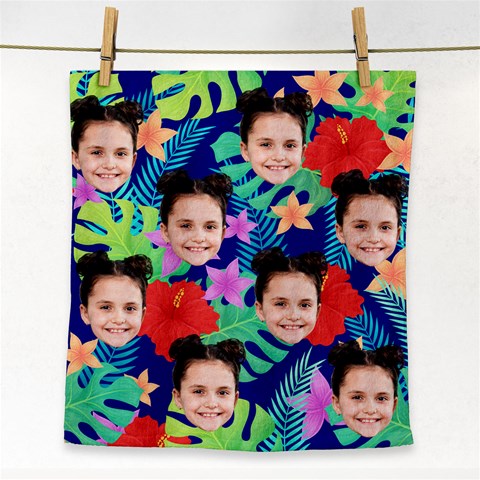 Personalized Photo Face Cut Rain Forest Flower Face Towel By Katy Front