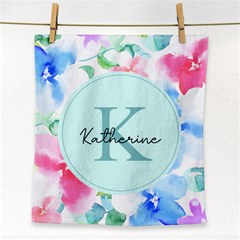 Personalized Name Any Text Water Color Flower Face Towel