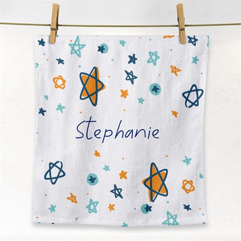 Personalized Name Any Text Star Face Towel By Katy Front