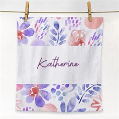 Personalized Name Any Text Water Color Flower Face Towel