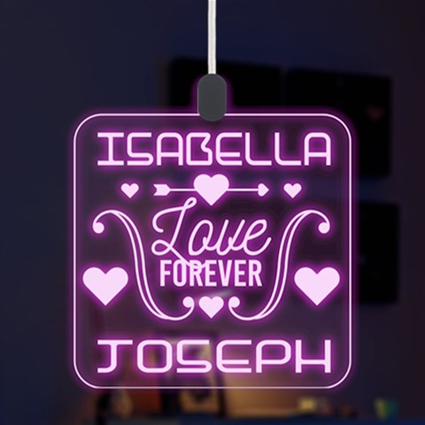 Personalized Love Forever Valentine Day Names Any Text Led Acrylic Ornament By Joe Front