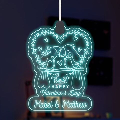 Personalized Couple Illustration Valentine Day Names Any Text Led Acrylic Ornament By Joe Front