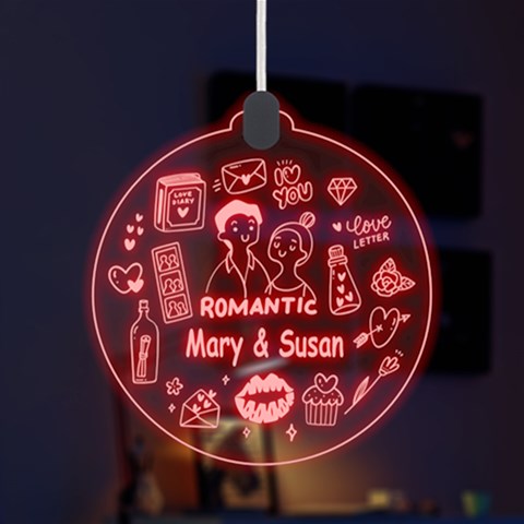 Personalized Couple Valentine Day Names Any Text Led Acrylic Ornament By Joe Front