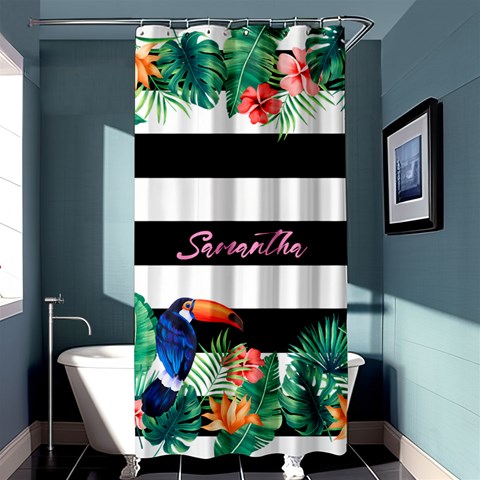 Personalized Tropical Name Any Text Shower Curtain By Joe Curtain(36 X72 )