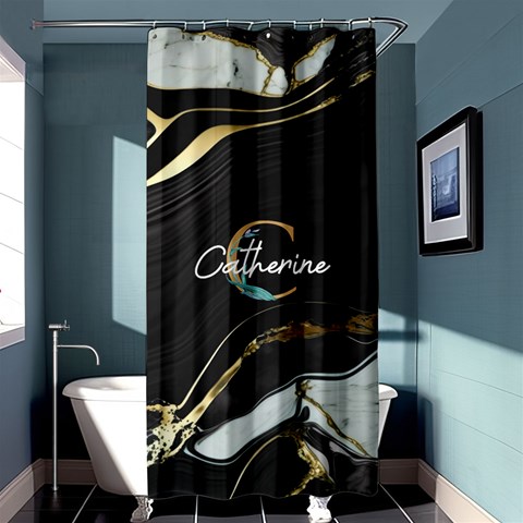 Personalized Marble Initial Name Any Text Shower Curtain By Joe Curtain(36 X72 )