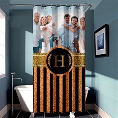 Personalized Photo Initial Stripe Pattern Shower Curtain