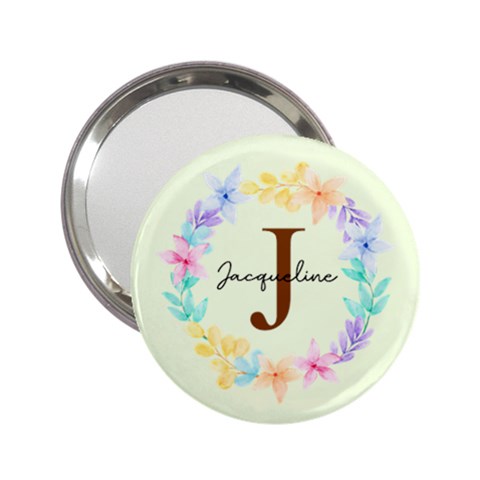 Personalized Name Any Text Colorful Flower Frame Handbag Mirror By Katy Front