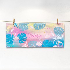 Personalized Tropical Summer Flamingo Name Any Text Hand Towel