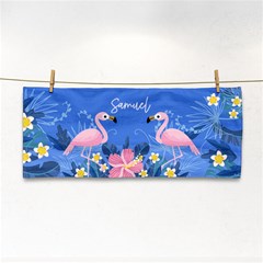 Personalized Tropical Summer Flamingo Name Any Text Hand Towel